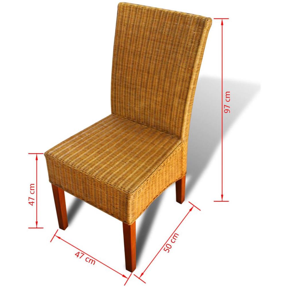 Sedie da Pranzo 4 pz Marroni in Rattan Naturale 45 x 62 x 93 cm - Foto 14