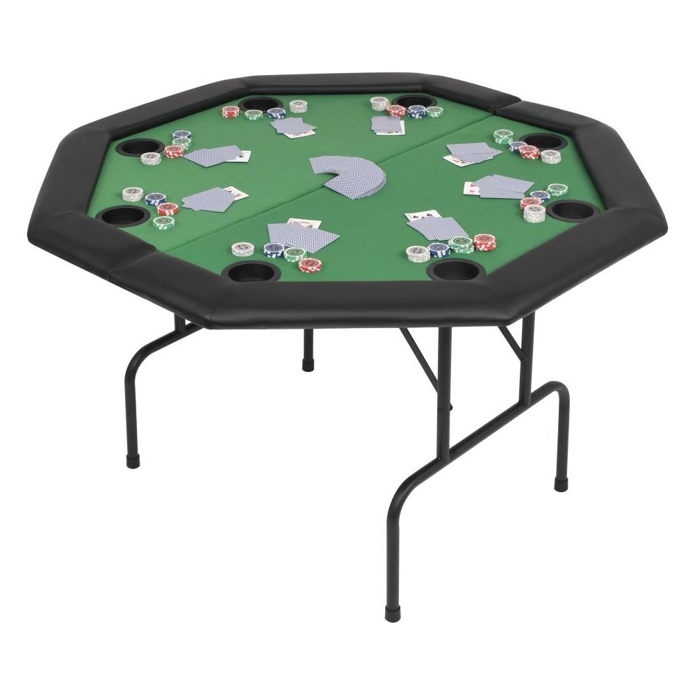 Tavolo Da Poker Piegabile In 2 Per 8 Giocatori Ottagonale Verde - Foto 1