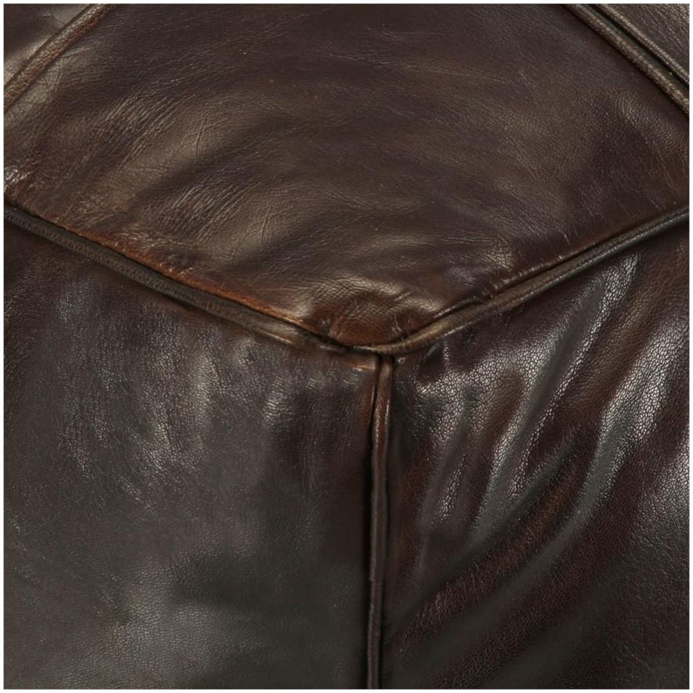Pouf Marrone Scuro 60x60x30 Cm In Vera Pelle Di Capra - Foto 2