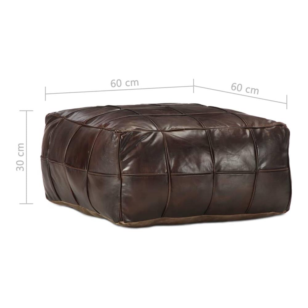 Pouf Marrone Scuro 60x60x30 Cm In Vera Pelle Di Capra - Foto 4