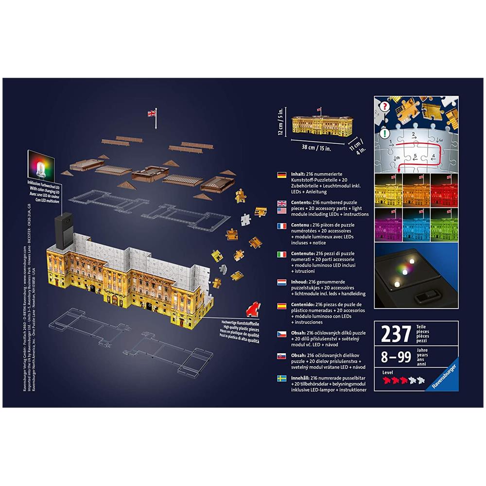 RVB12529 3D Puzzle Serie Speciali - Buckingham Palace Night Edition - Foto 4