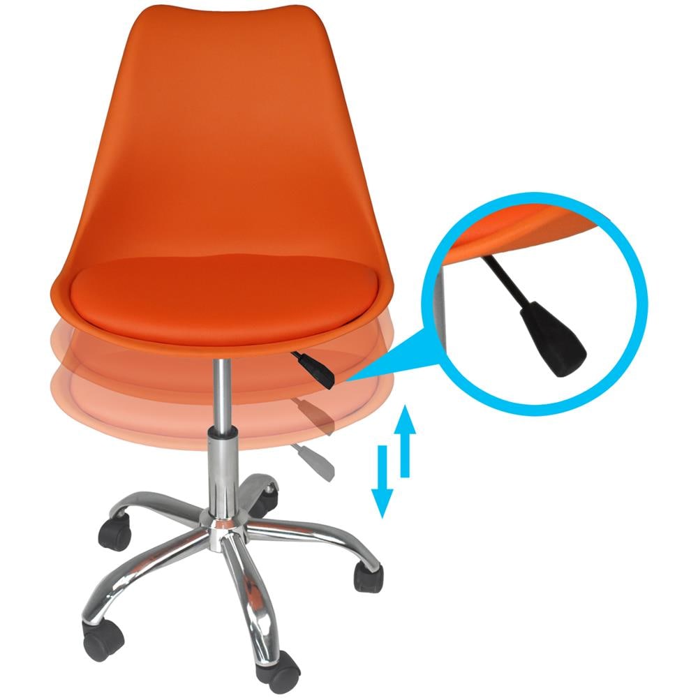 Sedia Da Ufficio Girevole, Sedia Da Scrivania Arancione Con Rotelle Mod. Sally - Foto 6