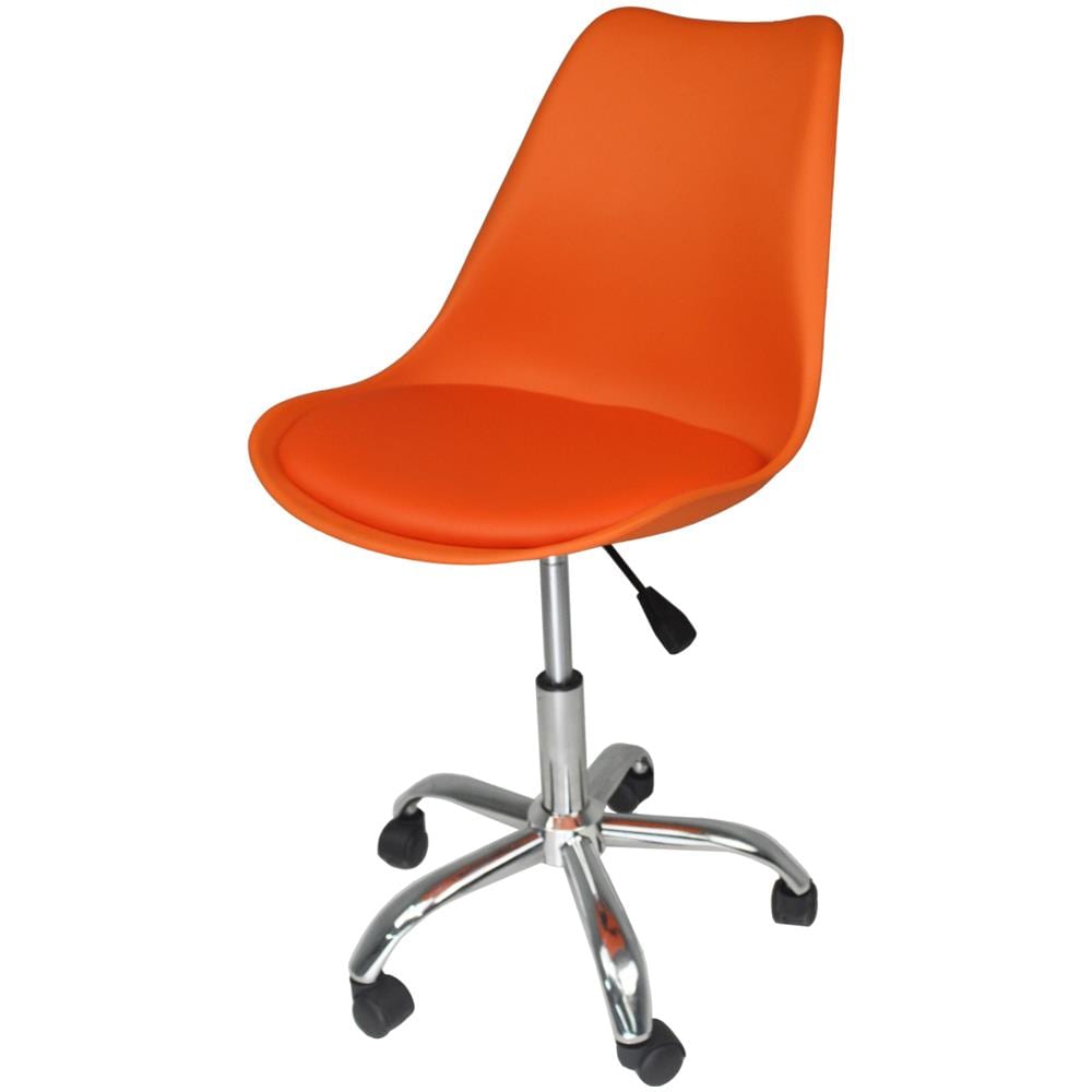 Sedia Da Ufficio Girevole, Sedia Da Scrivania Arancione Con Rotelle Mod. Sally - Foto 1