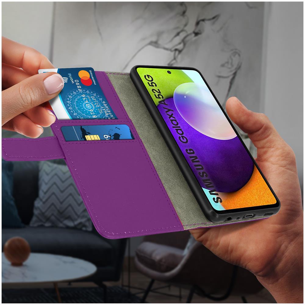 Custodia Samsung Galaxy A52 5g / 4g Portafoglio Supporto Video Soft Touch Viola - Foto 5