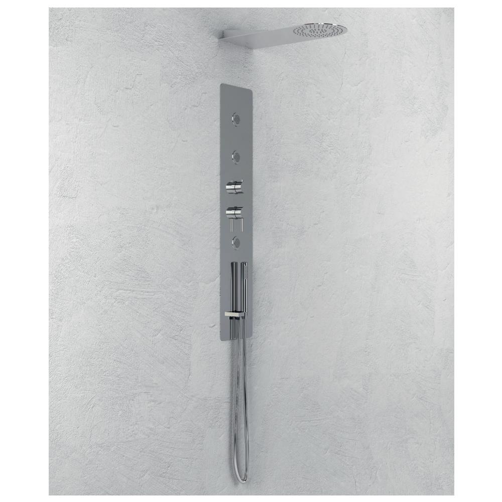 Wall Kit A Parete Da Incasso A Muro Acciaio Inox + Soffione Doccia A Parete Acciaio Inox Punta Tonda - Foto 3