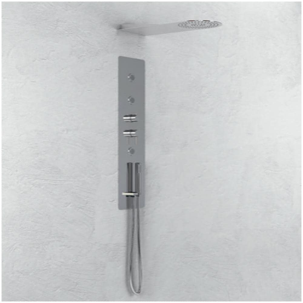 Wall Kit A Parete Da Incasso A Muro Acciaio Inox + Soffione Doccia A Parete Acciaio Inox Punta Tonda - Foto 1