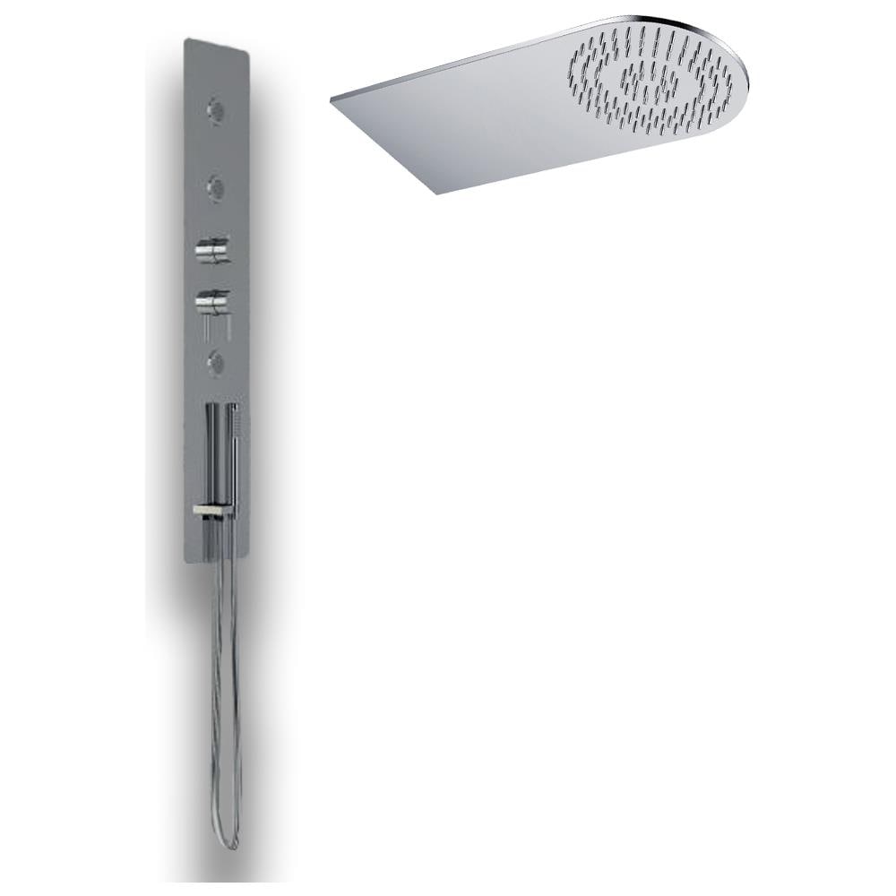 Wall Kit A Parete Da Incasso A Muro Acciaio Inox + Soffione Doccia A Parete Acciaio Inox Punta Tonda - Foto 2