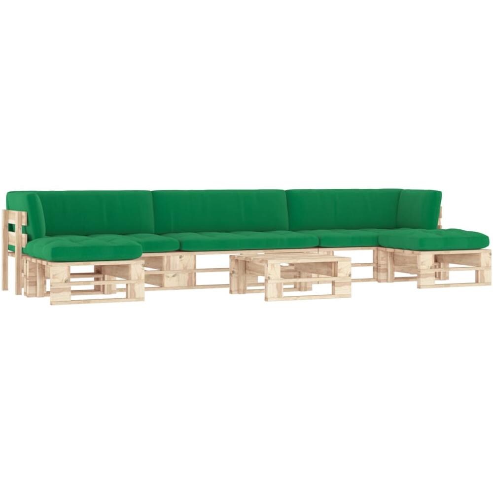 Set Divani su Pallet 6 pz e Cuscini in Legno di Pino Impregnato - Foto 1