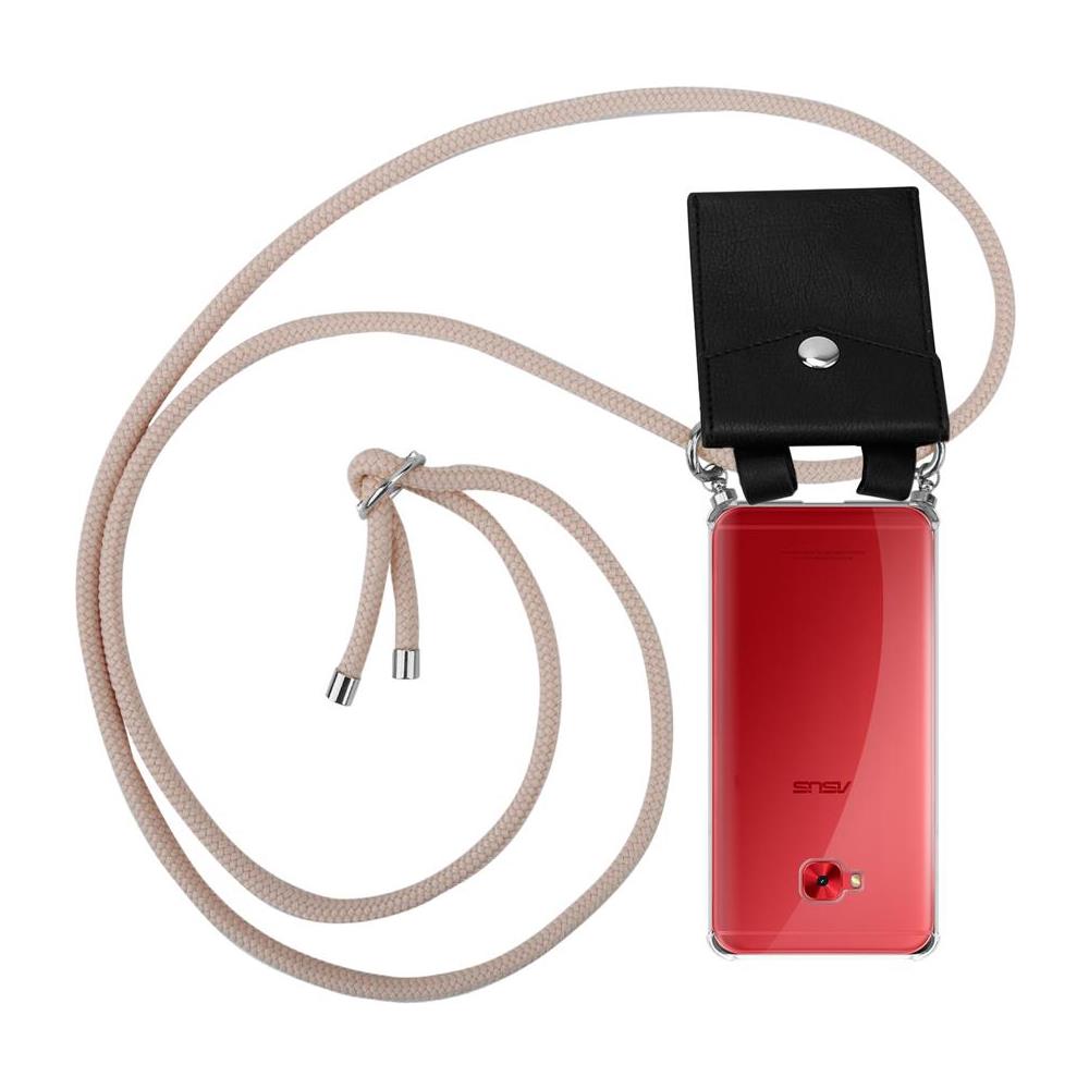 Catena Di Telefoni Cellulari Compatibile Con Asus Zenfone 4 Selfie Pro In Or Rosato A Perla - Coperchio Protettivo In Silicone Con Anelli D'argento, Cinturino In Corda E Custodia Staccabile - Foto 1