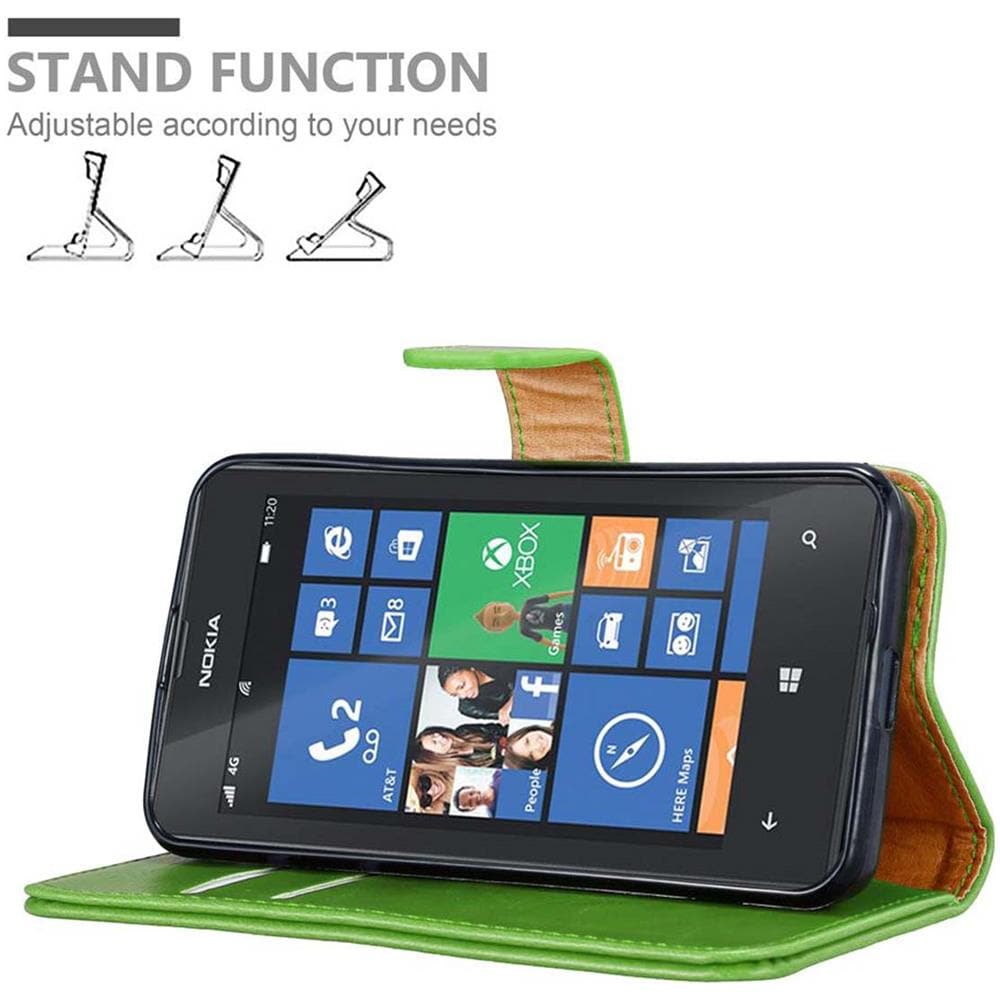 Custodia Compatibile Con Nokia Lumia 520 In Verde Erbe - Coperchio Protettiva Con Chiusura Magnetica, Funzione Stand E Tasca Per Le Carte - Foto 2