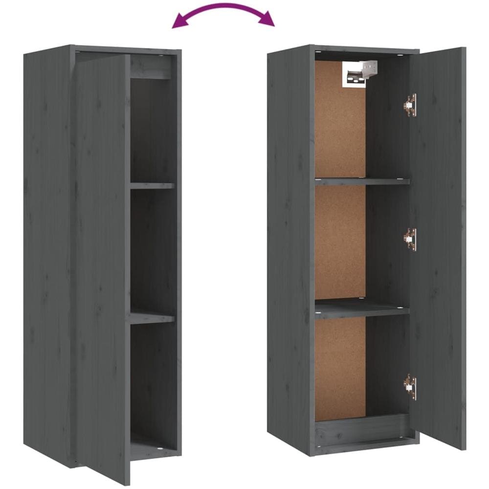 Mobili Porta Tv 4 Pz Grigi In Legno Massello Di Pino - Foto 8