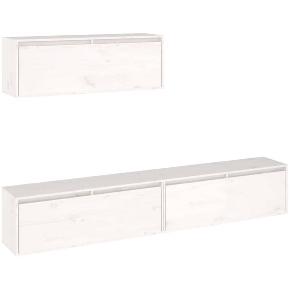 Set Mobile TV 3 pz bianco in legno massello di pino - Foto 1