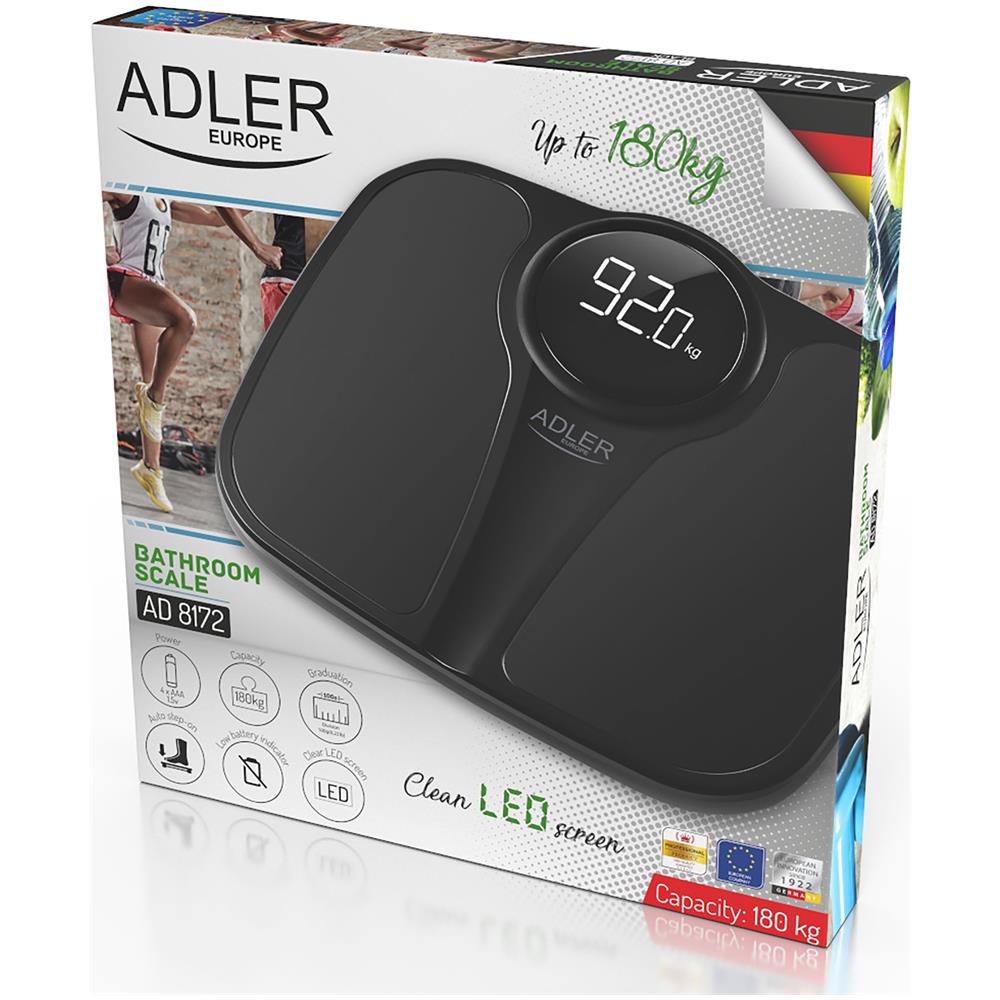 Ad8172b Bilancia Pesapersone Digitale Alta Precisione 180kg, Display Lcd Autospegnimento Bianco - Foto 2
