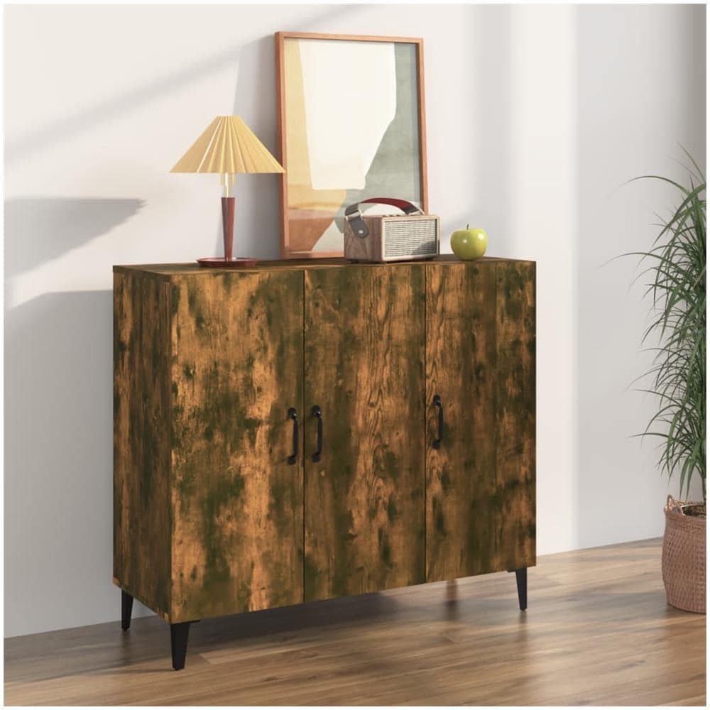 Credenza Rovere Fumo 90x34x80 Cm In Legno Multistrato - Foto 1