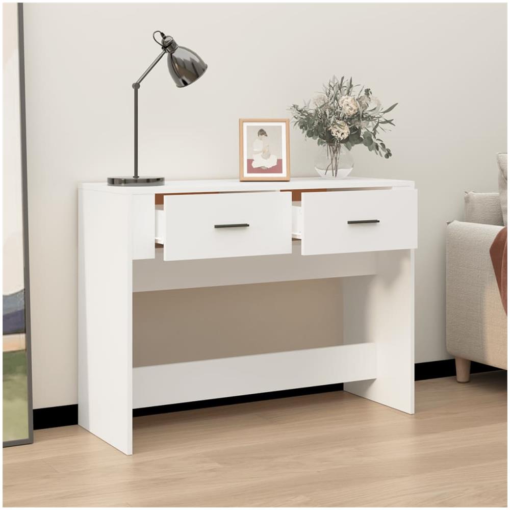 Tavolino Consolle Bianco 100x39x75 Cm In Legno Multistrato - Foto 3