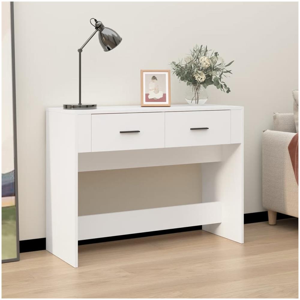 Tavolino Consolle Bianco 100x39x75 Cm In Legno Multistrato - Foto 1