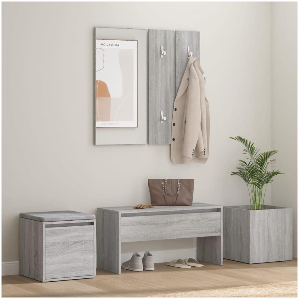 Set di Mobili da Corridoio Grigio Sonoma in Legno Multistrato - Foto 2