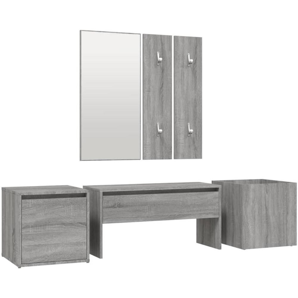 Set di Mobili da Corridoio Grigio Sonoma in Legno Multistrato - Foto 1