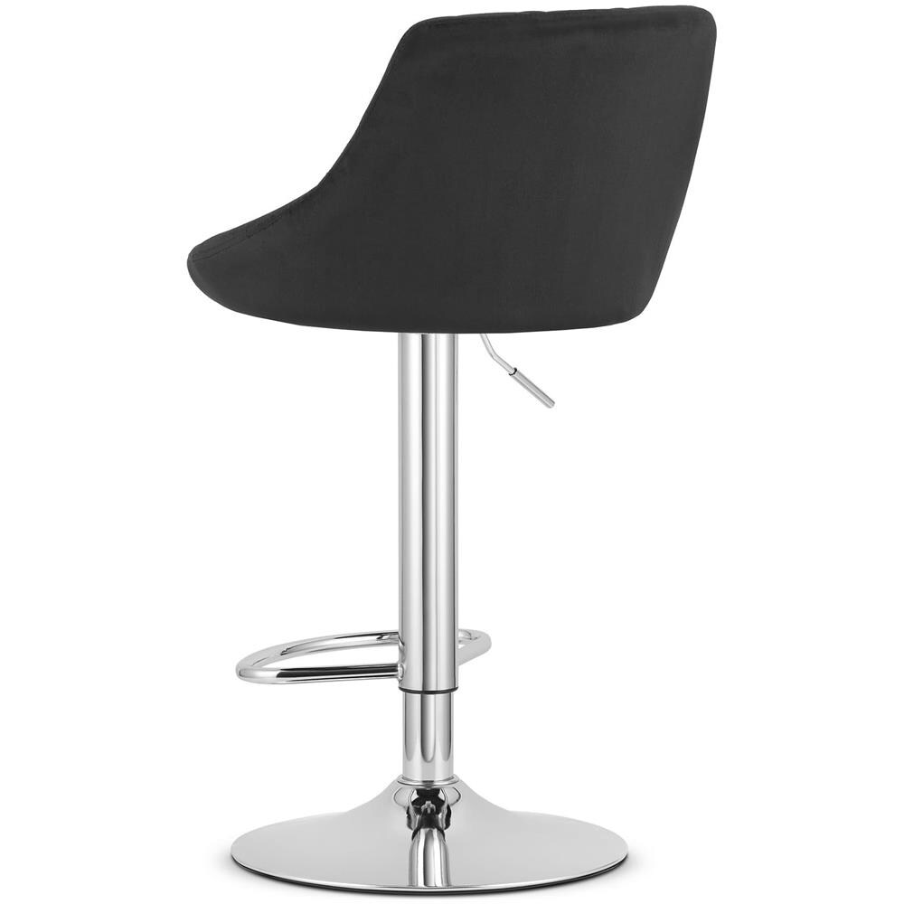 Sgabello girevole DAKA in velluto nero con base cromata - Foto 6