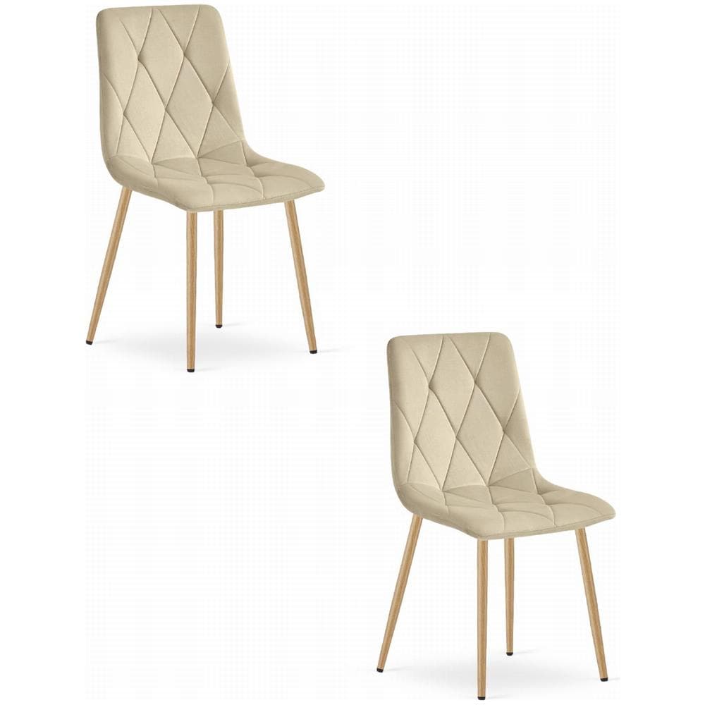 Sedia TYRA in velluto beige chiaro con gambe color legno x2 - Foto 1