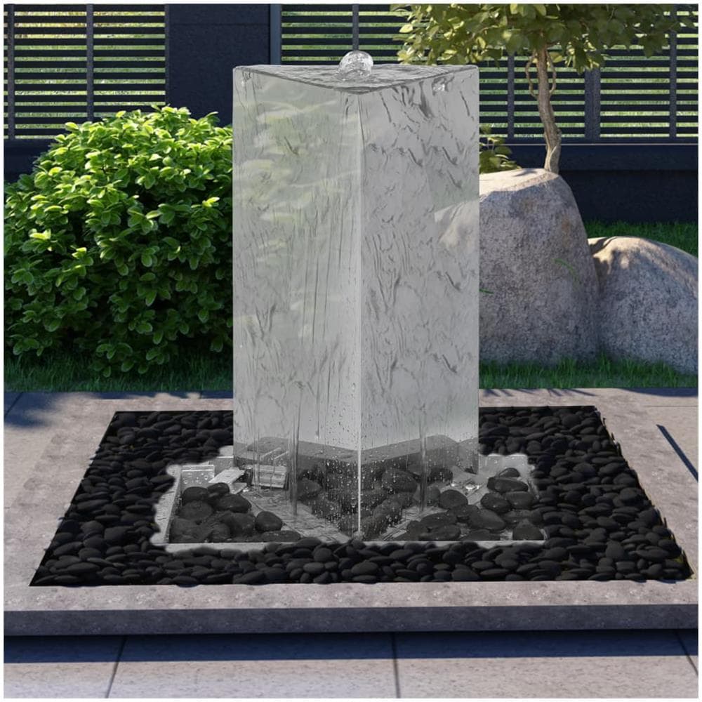 Fontana Da Giardino Con Pompa In Acciaio Inox 76 Cm Triangolare - Foto 2