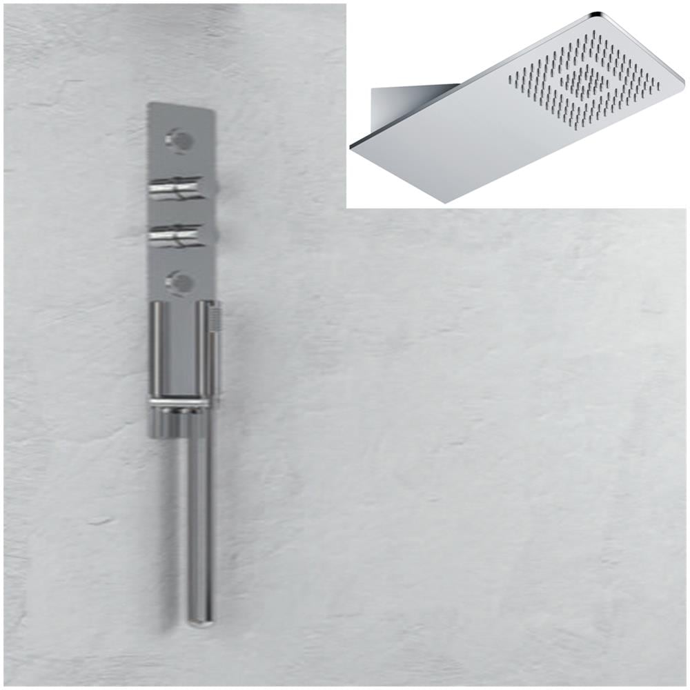 Wall Kit A Parete Da Incasso A Muro Acciaio Inox + Soffione Doccia A Parete Acciaio Inox Punta Quadrata - Foto 1