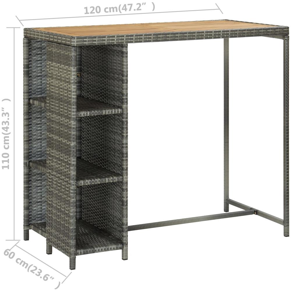 Set Da Bar Da Giardino 5 Pz Con Cuscini In Polyrattan Grigio - Foto 8