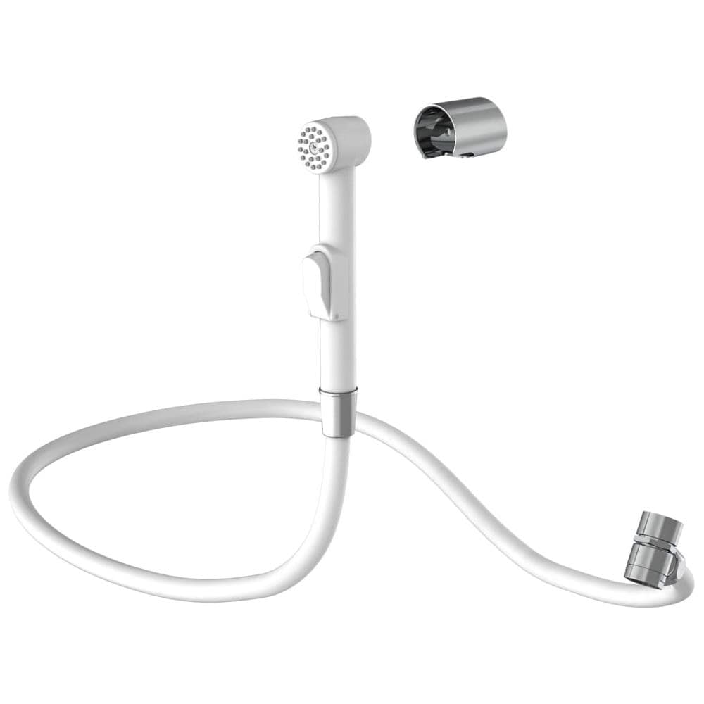 Set Doccetta da Lavabo con Staffa a Muro e Tubo per Doccia Bianco - Foto 1