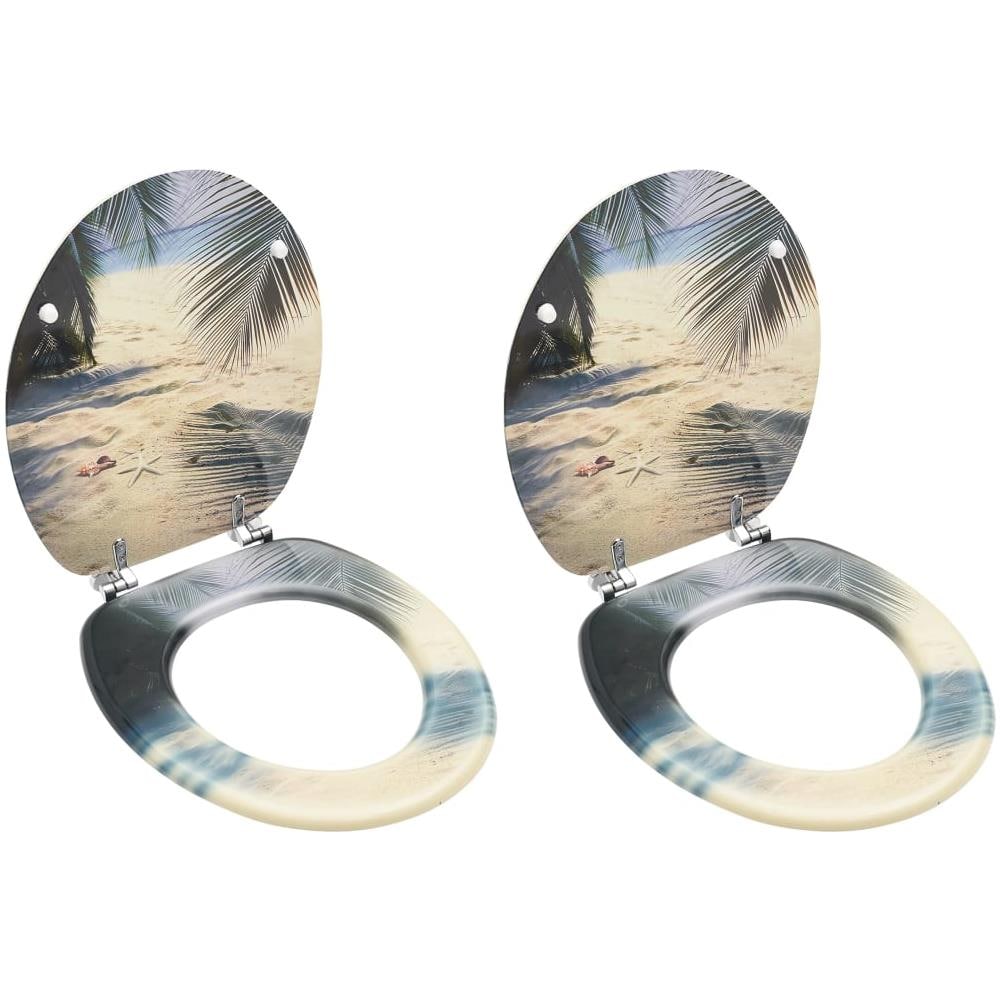 Tavolette WC con Coperchi 2 pz in MDF Design Spiaggia - Foto 1