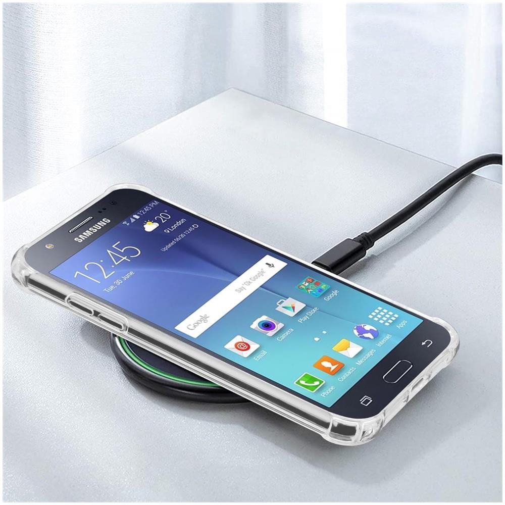 Custodia E 2x Vetro Di Protezione Temperato Compatibile Con Samsung Galaxy J7 2015 In Transparente - Coperchio Protettivo Ibrido Con Bordo In Silicone Tpu E Retro In Vetro Acrilico - Foto 7