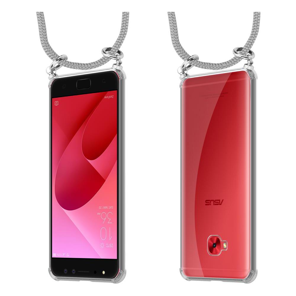 Catena Di Telefoni Cellulari Compatibile Con Asus Zenfone 4 Selfie Pro In Grigio Argento - Coperchio Protettivo In Silicone Con Anelli D'argento, Cinturino In Corda E Custodia Staccabile - Foto 8