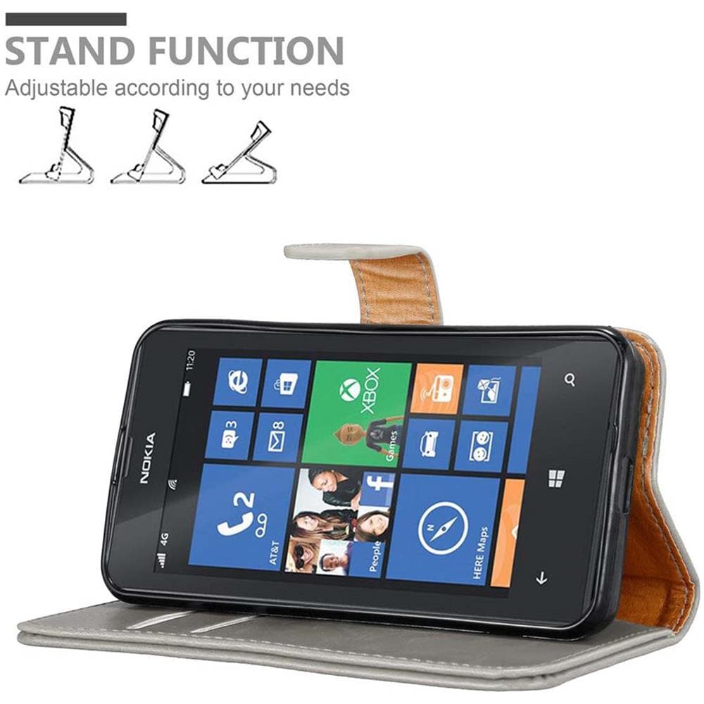 Custodia Compatibile Con Nokia Lumia 520 In Marrone Cappuccino - Coperchio Protettiva Con Chiusura Magnetica, Funzione Stand E Tasca Per Le Carte - Foto 2