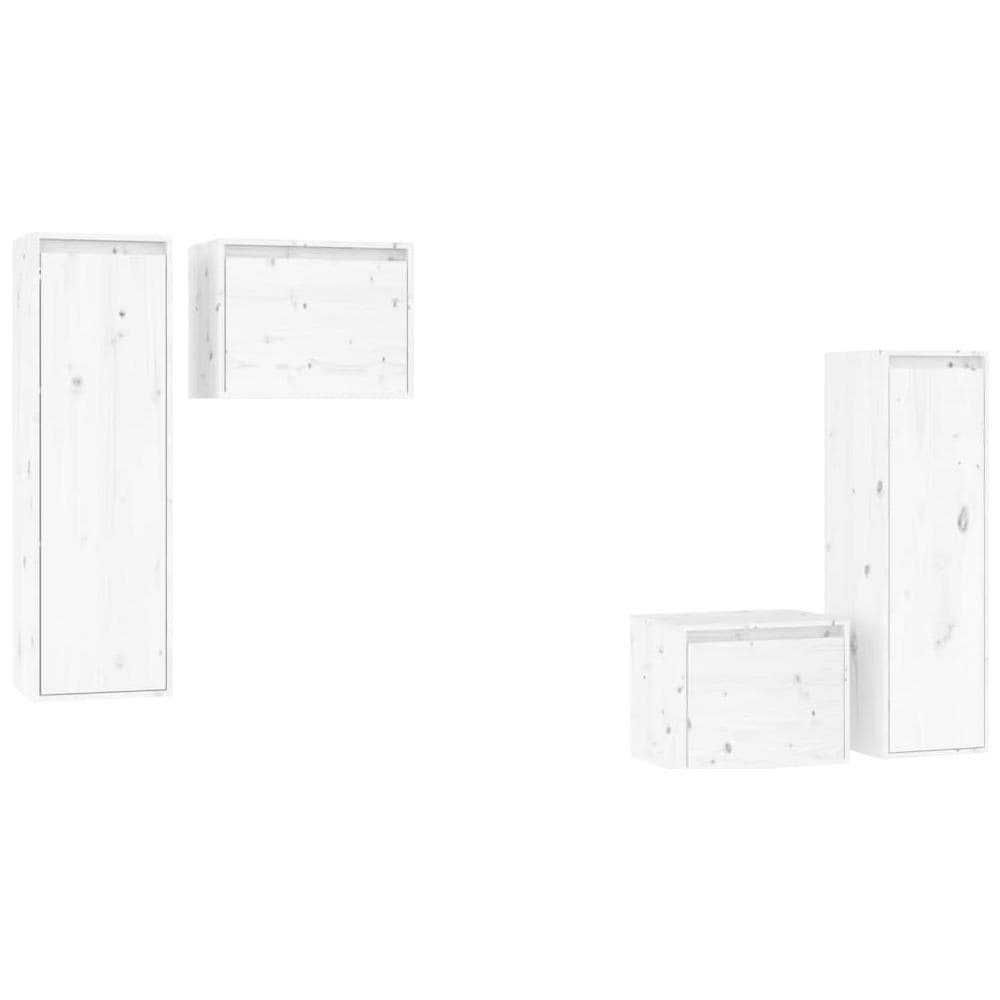 Mobili Porta Tv 4 Pz Bianchi In Legno Massello Di Pino - Foto 1