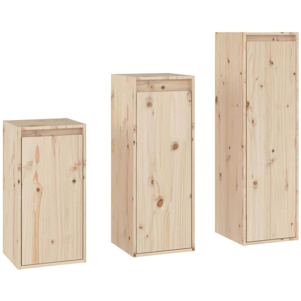 Mobili Porta Tv 3 Pz In Legno Massello Di Pino - Foto 2