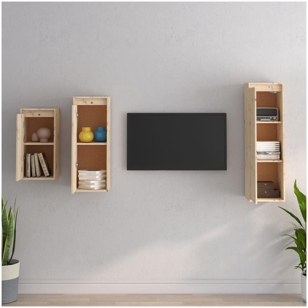 Mobili Porta Tv 3 Pz In Legno Massello Di Pino - Foto 3
