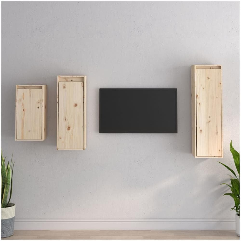 Mobili Porta Tv 3 Pz In Legno Massello Di Pino - Foto 1