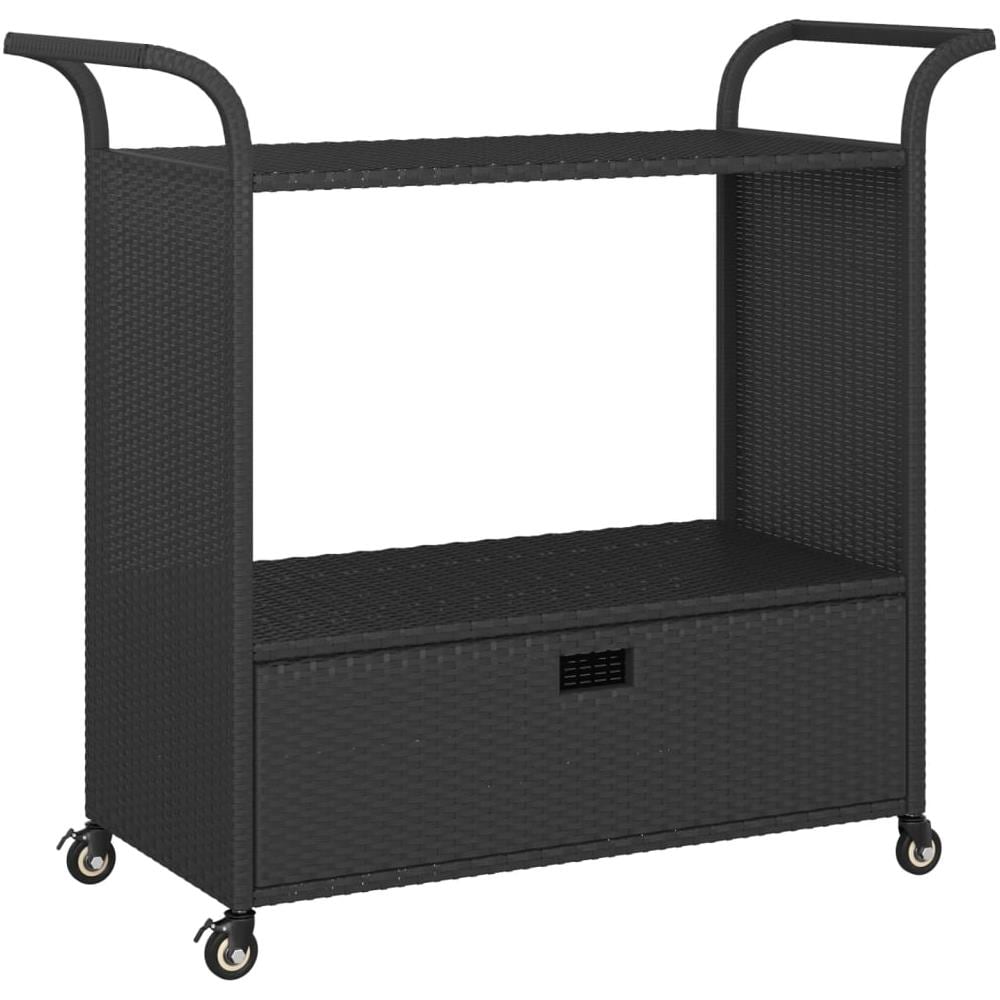 Carrello Da Bar Con Cassetto Nero 100x45x97 Cm In Polyrattan - Foto 2