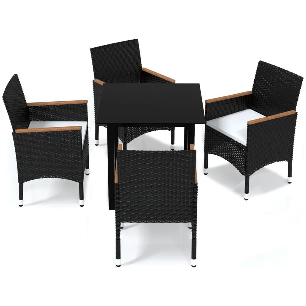 Set Da Pranzo Per Giardino 5 Pz Con Cuscini Polyrattan Nero - Foto 2