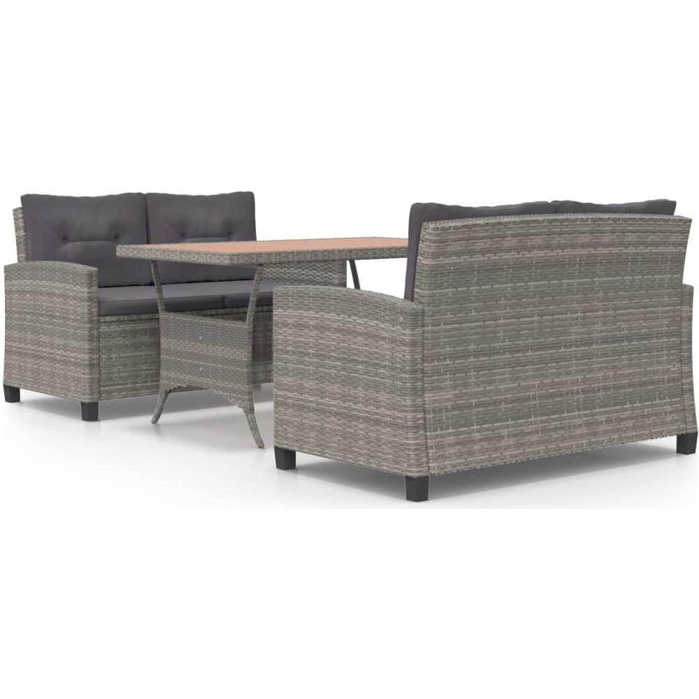 Set Pranzo Da Giardino 3 Pz Polyrattan E Legno Massello Acacia - Foto 1