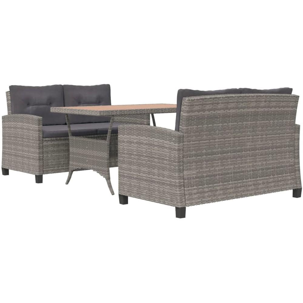 Set Pranzo Da Giardino 3 Pz Polyrattan E Legno Massello Acacia - Foto 2