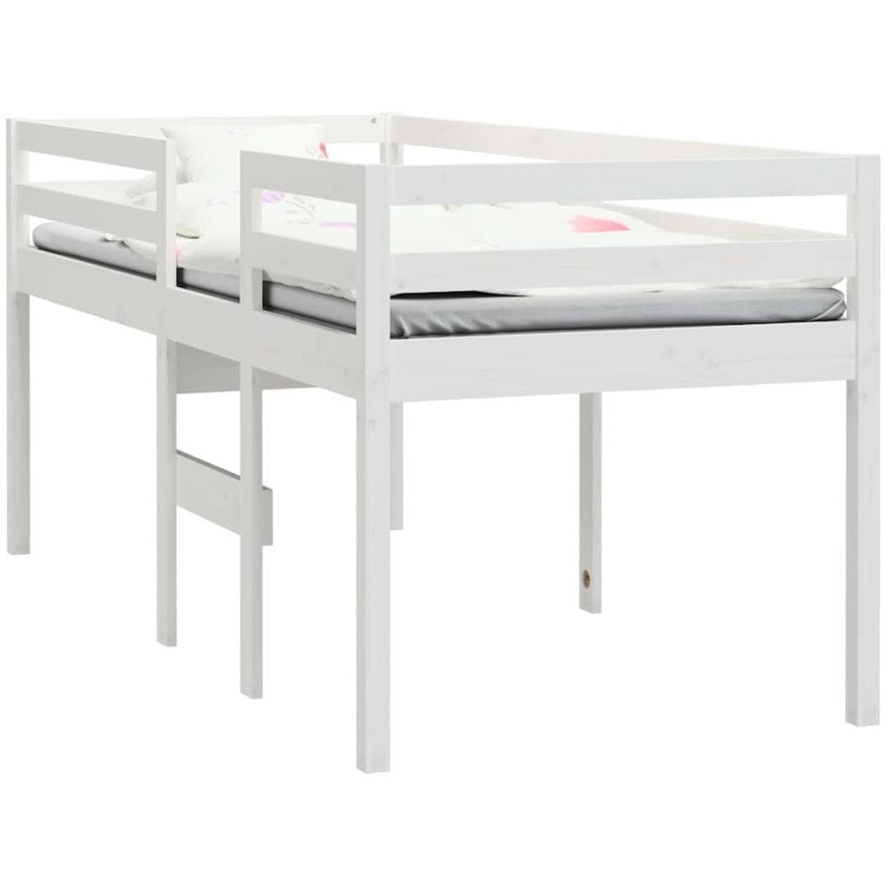 Letto A Soppalco Bianco 75x190 Cm In Legno Massello Di Pino - Foto 3