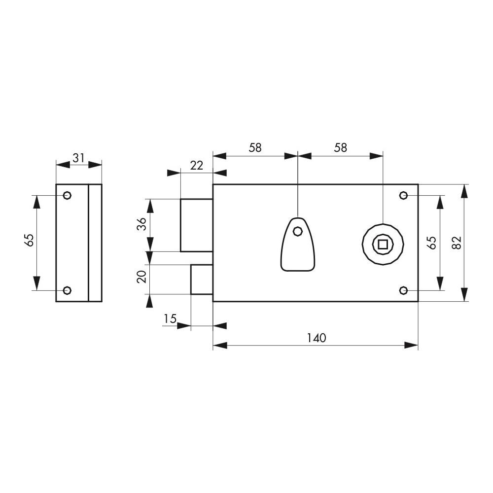 Serratura Orizzontale Da Applicare Con Quadro Maniglia, Interna, Sinistra, Asse 58mm, 140x82mm, Nero, 1 Chiave - - Foto 1