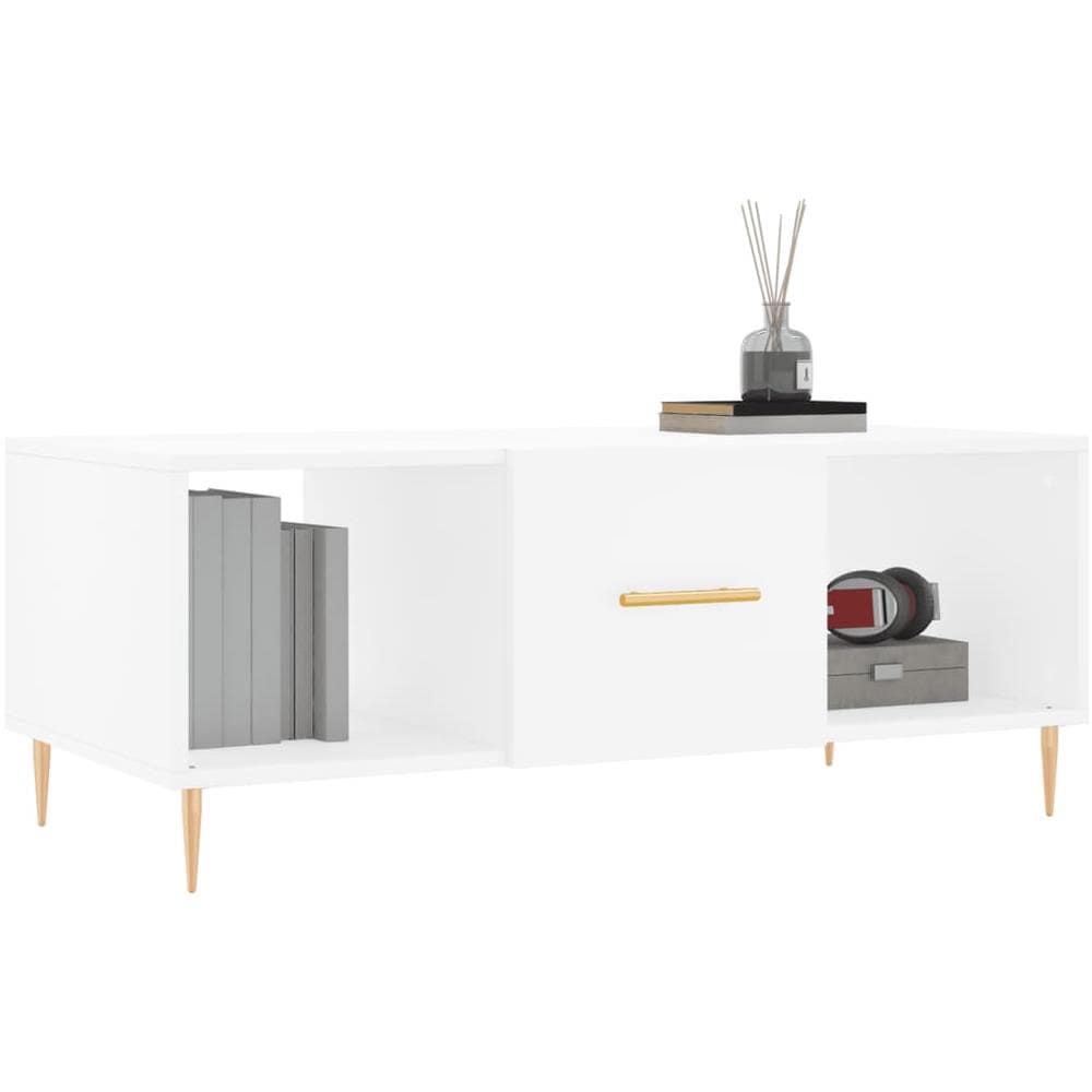 Tavolino Da Salotto Bianco 102x50x40 Cm In Legno Multistrato - Foto 3