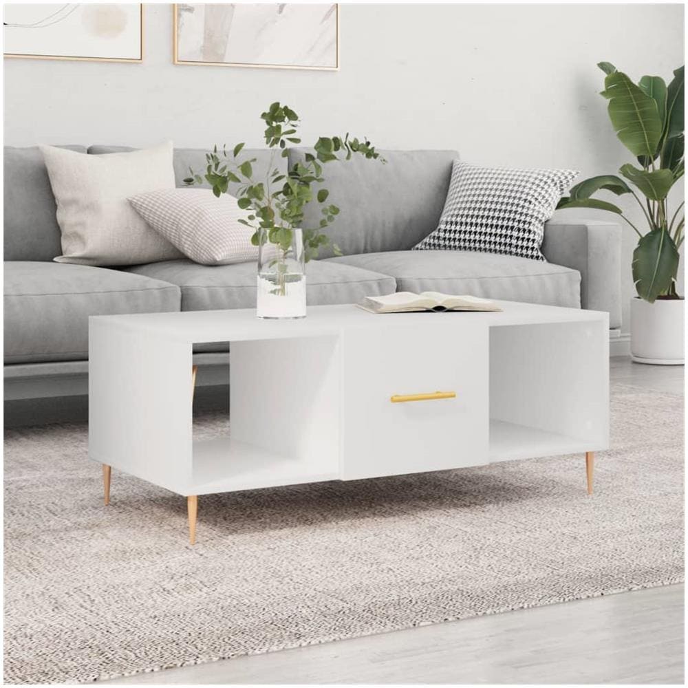 Tavolino Da Salotto Bianco 102x50x40 Cm In Legno Multistrato - Foto 1