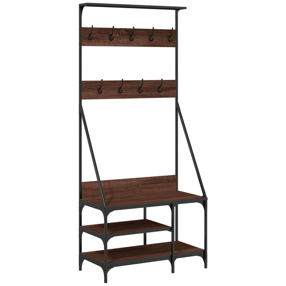 Appendiabiti Con Porta Scarpe Rovere Marrone 80x40x184 Cm - Foto 2
