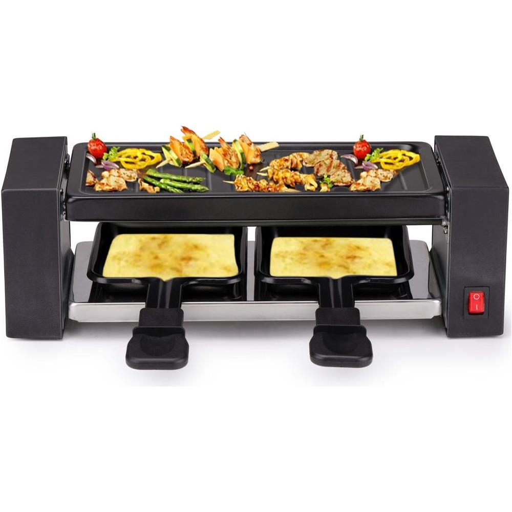 Griglia Raclette Gourmet 400W Piastra Grill Manico Termico Antiustioni 2 Persone - Foto 1