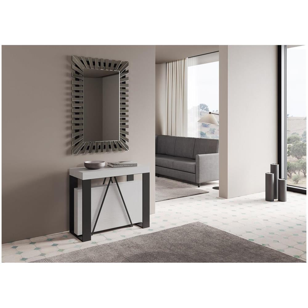 Consolle allungabile 90x40/196 cm Zamat Small bianco frassino telaio antracite - Foto 2