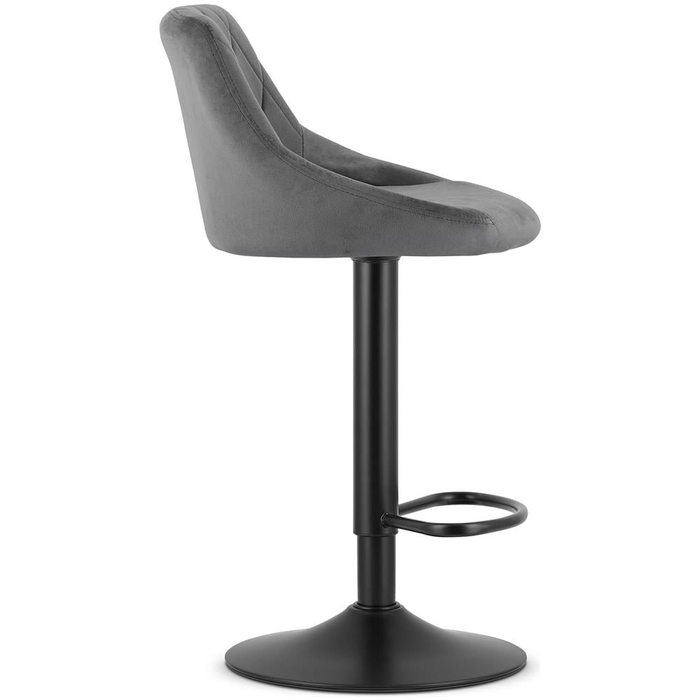 Sgabello girevole DAKA in velluto grigio con base nera - Foto 6