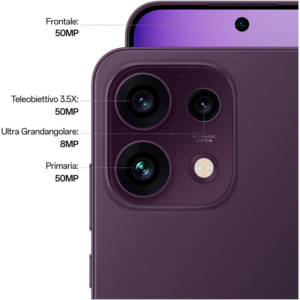 Reno16 F 5G 256GB 8GB Ram Display 6.57" FHD+ AMOLED 120Hz Main Camera 50+8+50MP Selfie 50MP DualSim NanoSIM + eSIM Dimensity 7300 6500mAh Purple Black - Foto 13