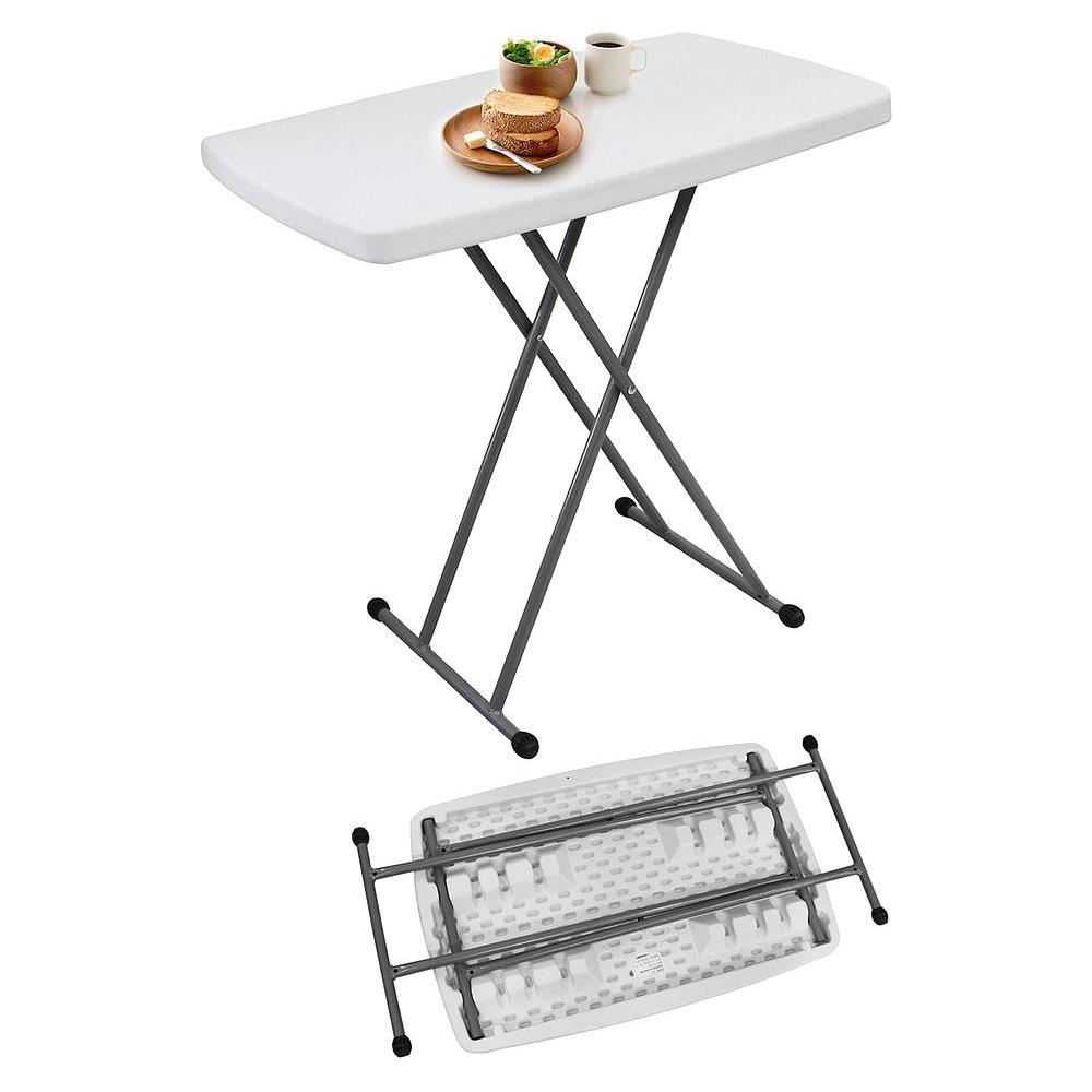 Tavolo Pieghevole Regolabile, Tavolo Compatto E Pieghevole, 76 X 50 X 51/63/74 Cm, Bianco, Materiale: Hdpe, Acciaio - Foto 2
